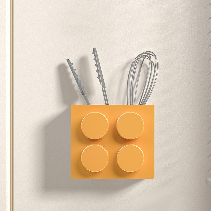 Creative Block-shaped Magnetic Storage Box Kitchen Punch-free Refrigerator Magnet Storage Container Kitchen Tools Storage Basket