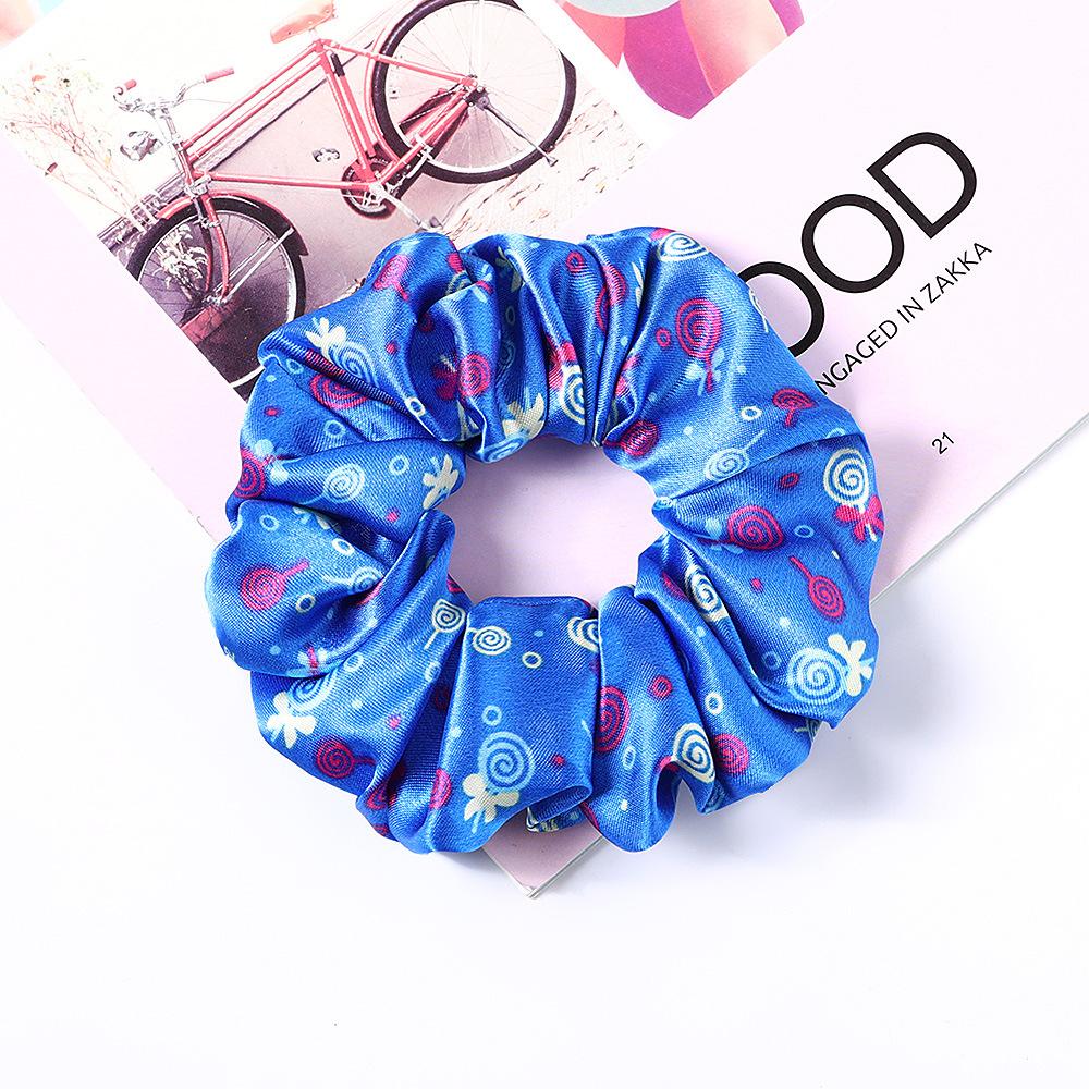 New Satin Printed Flower Floral Scrunchie Women Girls Elastic Hair Rubber Bands Accessories Tie Hair Ring Rope Holder Headdress