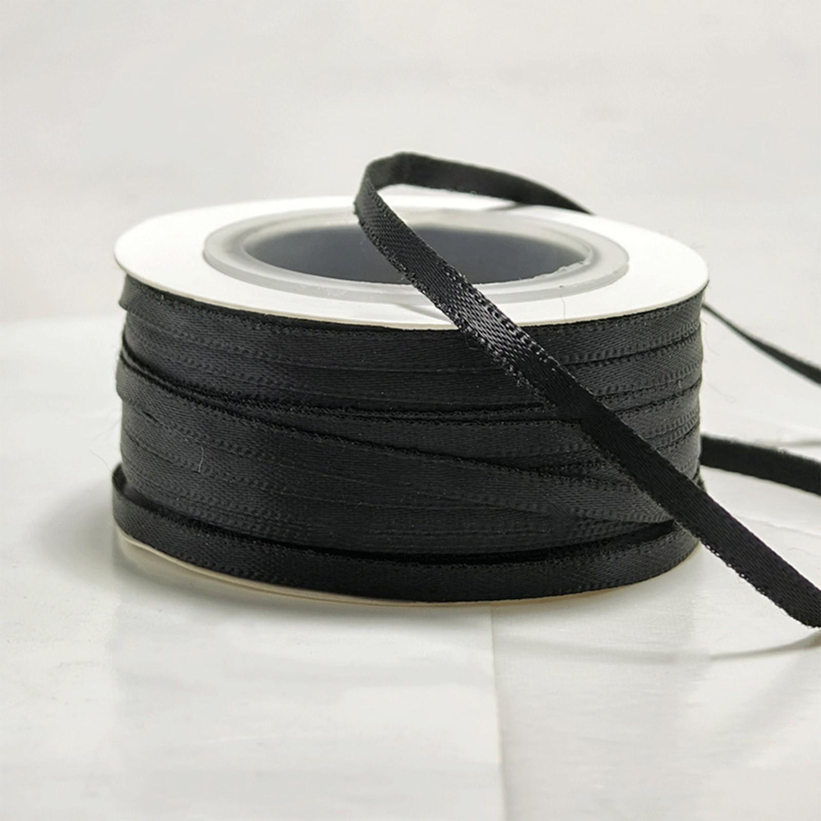 

50 ярдов 0,3 см зашифрованная двухсторонняя полиэстеровая шелковая лента лента тесьма аксессуары для волос бант ручной работы подарочная коробка упаковочная лента One Size чёрный