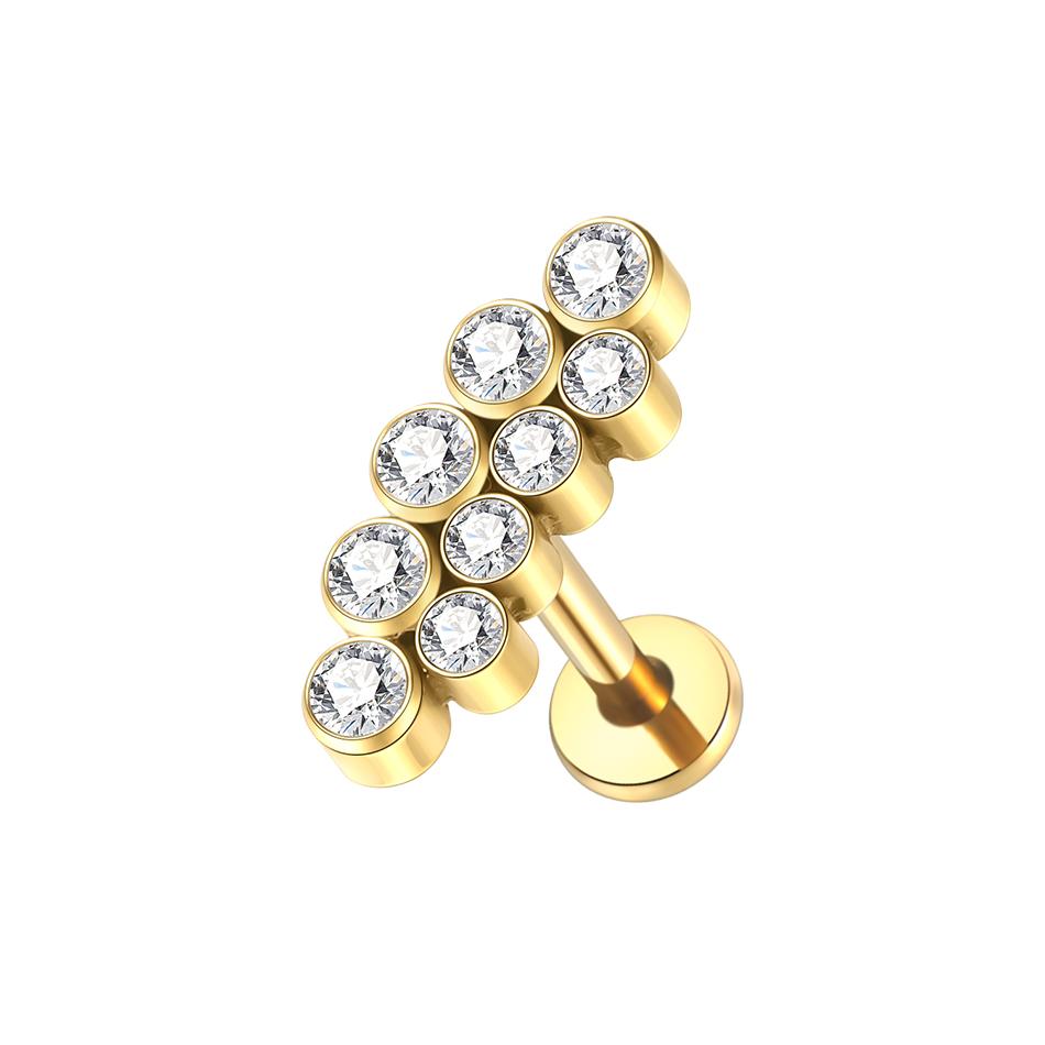 1PC Titanium Zircon Labret Piercings Lip Rings Gold Color CZ Cartilage Helix Lobe Conch Earring Stud Piercings Women Jewelry 16G