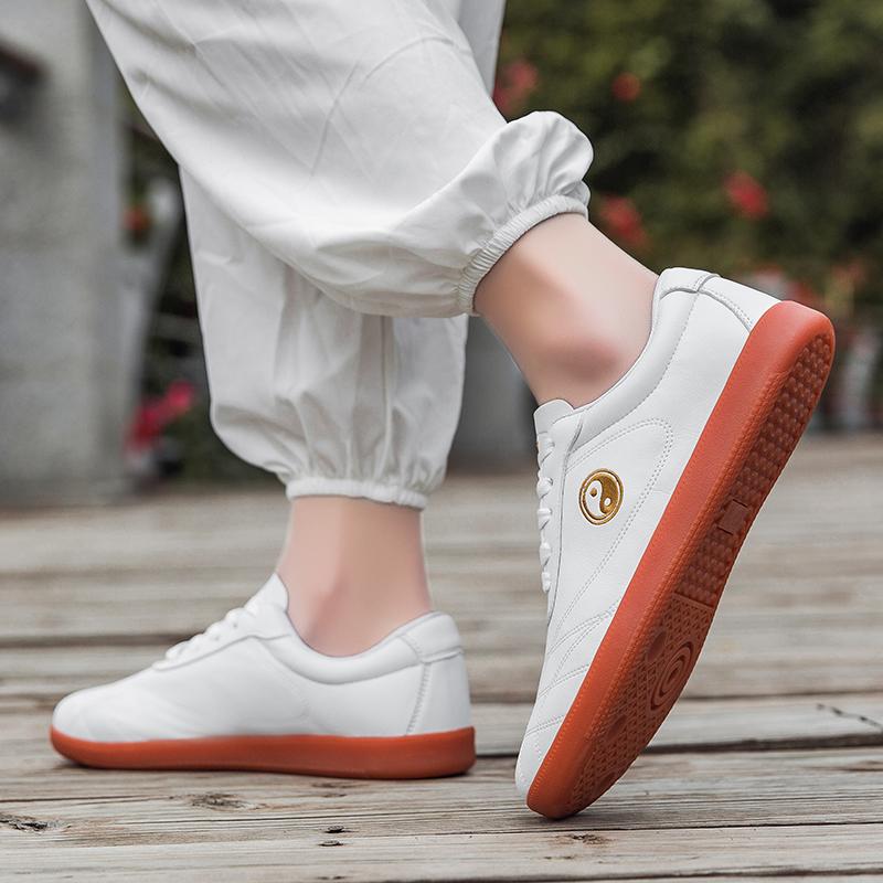 Buty do Tai Chi Jurzhen skóra bydlęca podeszwa buty treningowe męskie buty sportowe do sztuk walki oddychające