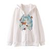 Cross-border new product spot skull wings hooded zipper sweater women's fleece thickened loose sports cardigan sweater women's