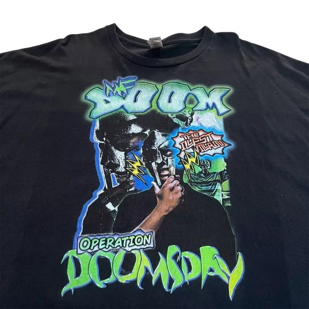 MF Doom Doomsday 90-х Черная футболка с коротким рукавом Унисекс Футболка Перепечатка S-5XL Унисекс Футболка S