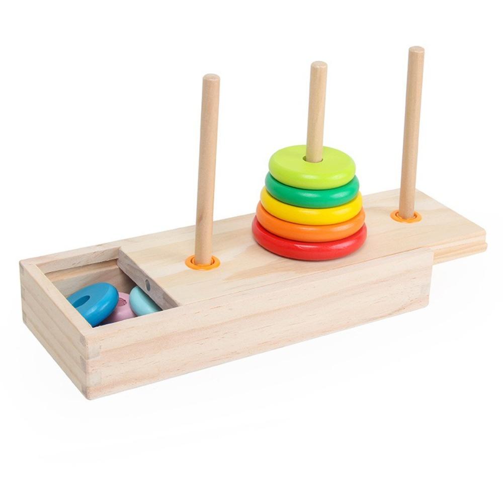 Wooden Material Hanoi Tower Classic Design Educational Puzzle New Rainbow Stacking Games