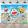 Doraemon Party Backdrop Blue Cat Children Kid Birthday  Photograph Background Pocket Magic Photo Baby Shower Banner Decoration