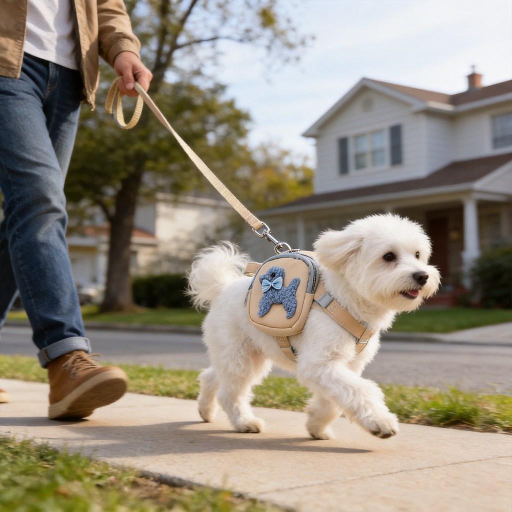 Pet Backpack Leash For Small Dogs And Cats With Non Extendable Design For Daily Walks