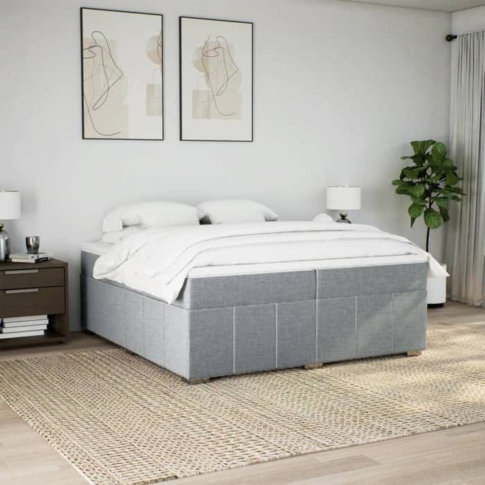 Maison Exclusive - Sommier à lattes de lit avec matelas Gris foncé 200x200cm Tissu