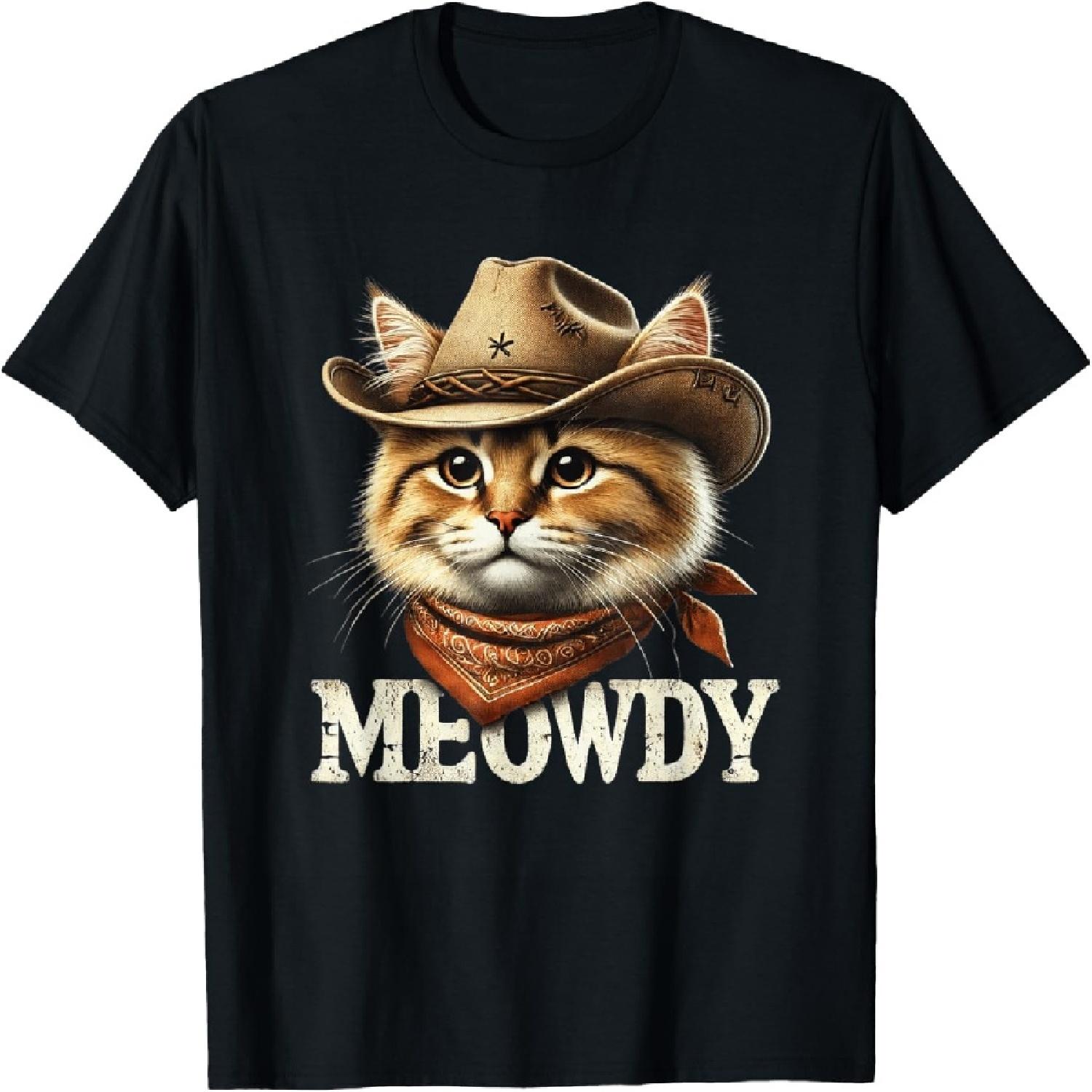 Meowdy Cat Funny Texas Cat Vintage Country Music Cat Cowboy T-Shirt XXXXXL разноцветный