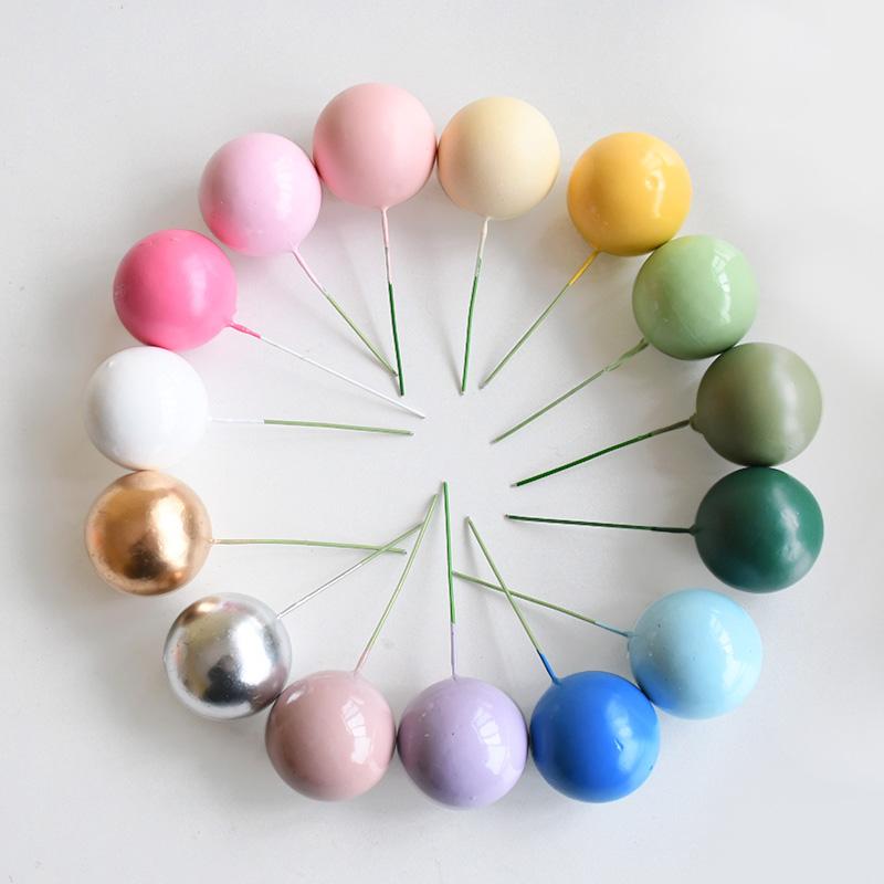 20pcs Colorful Balls Cake Topper for Wedding Birthday Party Cake DIY Decoration Mini Balloons Cupcake Insert Sticks Baby Shower
