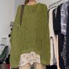 Harajuku Lochmuster Strickpullover Rundhalsausschnitt Herbst Vintage Fee Grunge Oberteil Mode Retro Pullover
