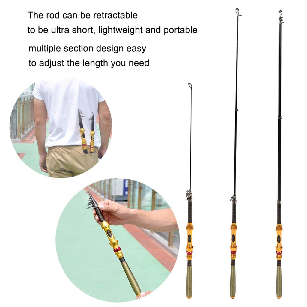 Mini Portable Carbon Retractable Super Hard Sea Fishing Fish Pole Rod (1.8m)