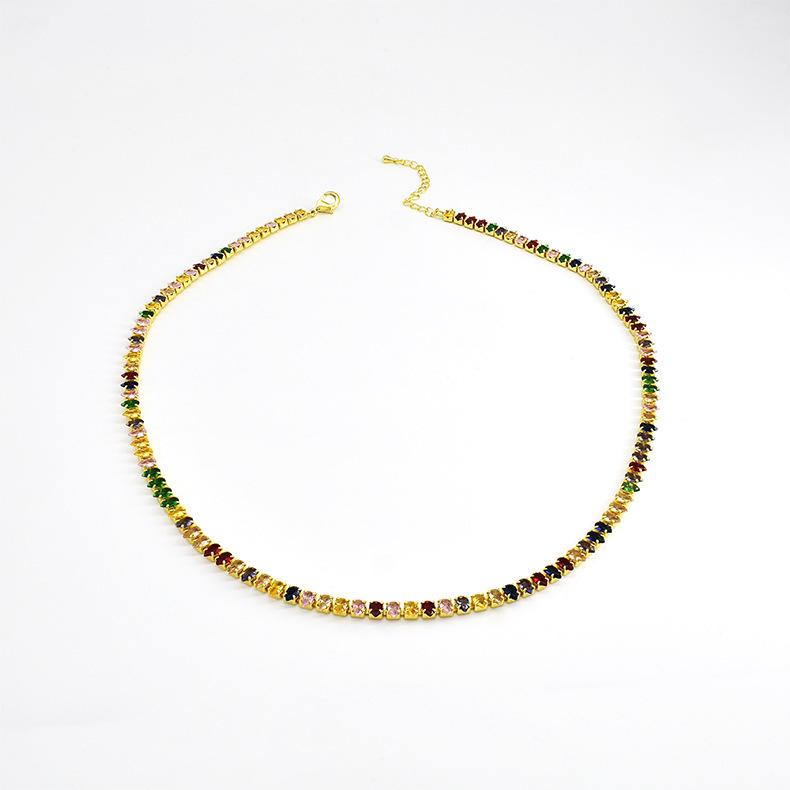 Damen Bunte Zirkon Schlüsselbeinkette - Super glänzend, vielseitiger Modeschmuck