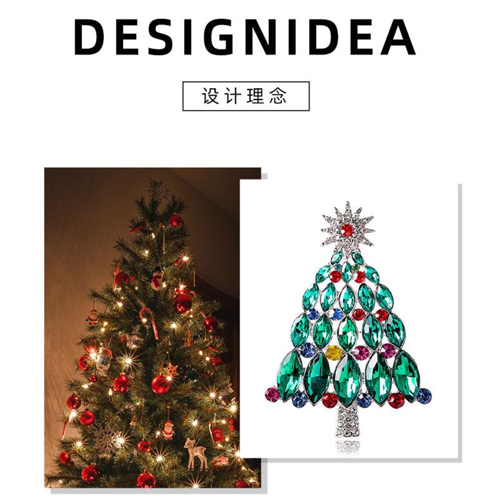 2023 Nuovo Cristallo Verde Incorporamento Moda Albero Di Natale Spilla Spilli Fascino Spille Con Strass per Le Donne Uomo Gioielli Unisex Regali