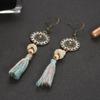 Source Round Sunflower Colored Beads Tassel Earrings Women