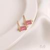14K Gold-Plated Silver Studs with Rectangular Zircon and Colorful Hanging Ear Pins for DIY Accessories