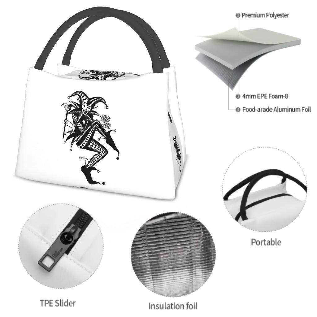 Joker Holding Playing Cards Lunch Bags The Trump Of Poker Lunch Box for School Outdoor Picnic Work