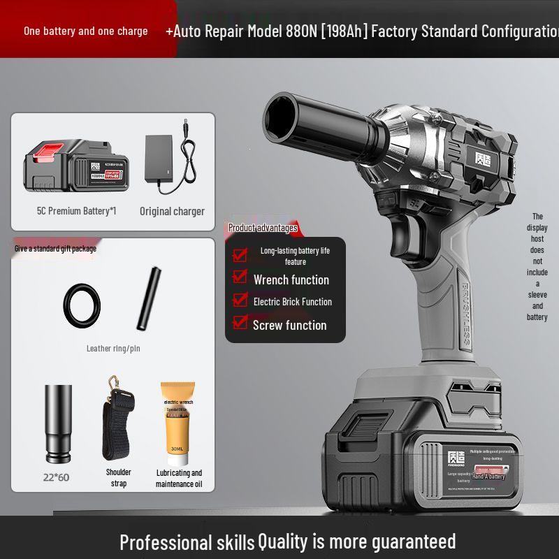 High Torque Brushless Electric Impact Wrench with Lithium Battery and Socket Rack for Auto Repair