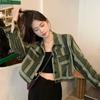 Früher Herbst Slim Lässig Gestreiftes Kurzhemd Herbst Damen Kurze Jacke Schicke Nischen-Tops