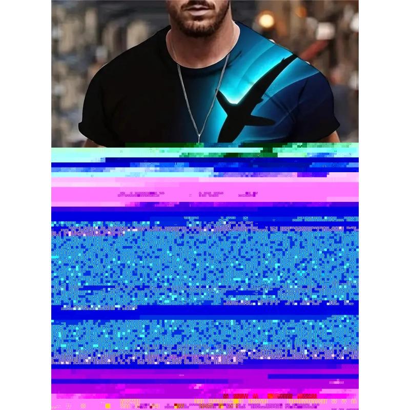 Summer Men's Shark 3D Printed Short Sleeved T-shirt Comfortable Pattern Plus Size Men's Short Sleeved T-shirt