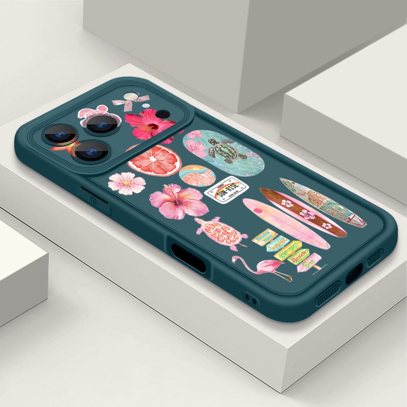 Flower Turtle Print Soft TPU Phone Case For iPhone Air 16e 17 16 15 14 Pro Max 13 12 Pro 15 16 14 Plus Shockproof Silicone Cover