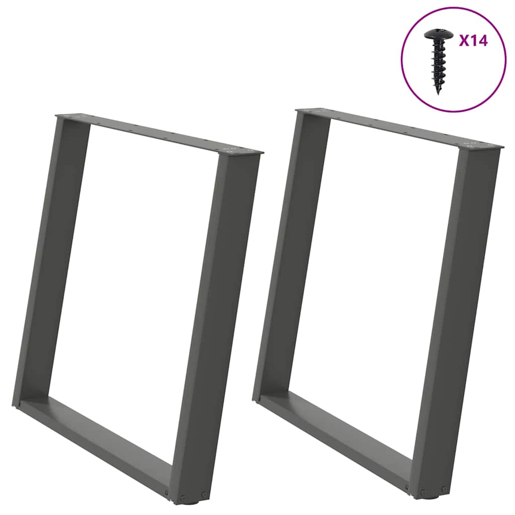 Vidxl Dining Table Legs, 2 Pcs, Anthracite, 90X(72-73)Cm, Steel