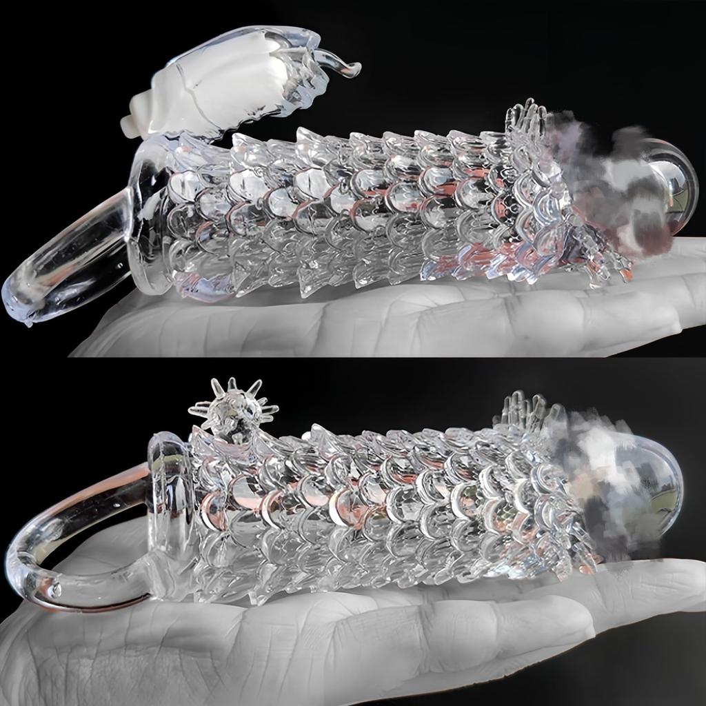 Yemax Penis Sack Adult Goods for Men Transparent TPE Cock Ring Penis Silicone Elastic Warty Adult Toys for Men Cock Sack Penis Goods Penis Ring Adult