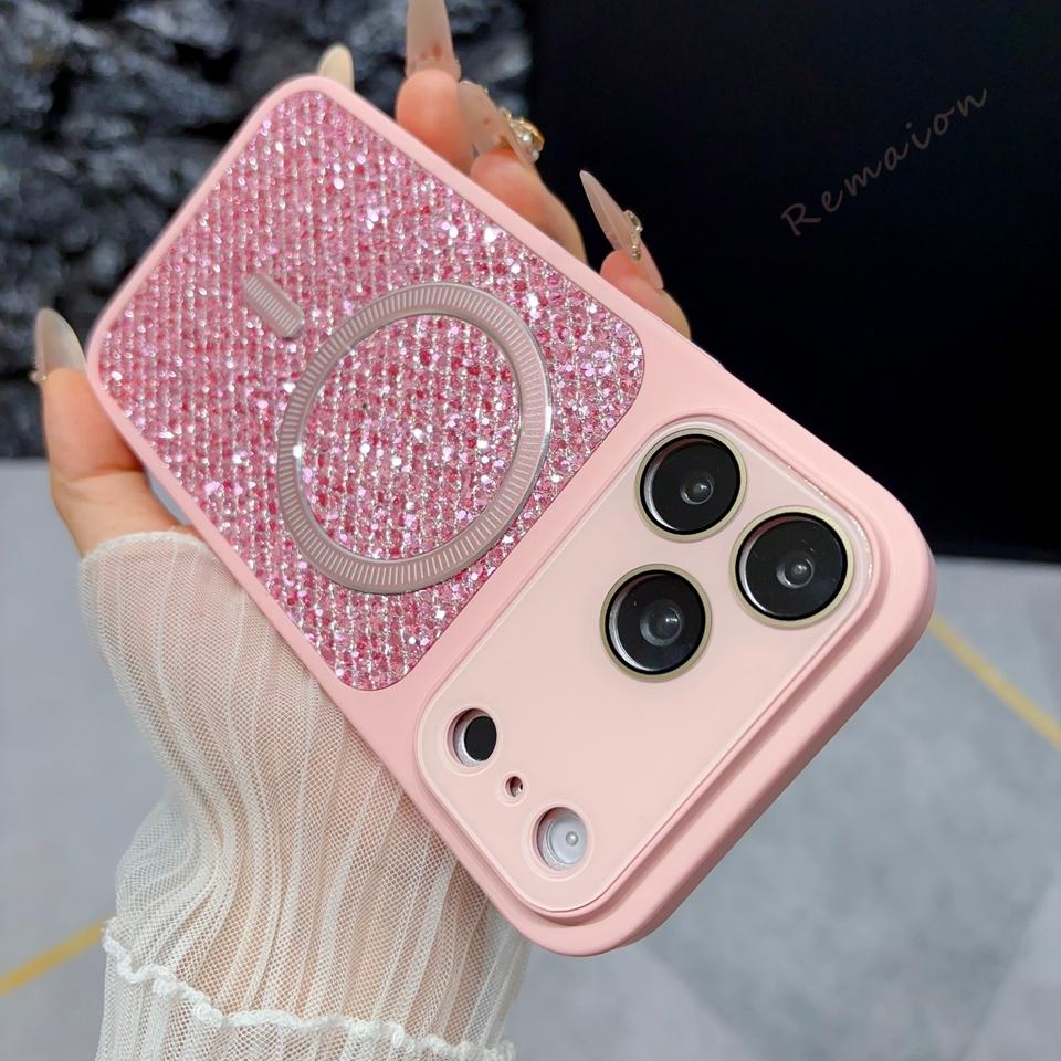 Glitter Official Magnetic Phone Case For For Iphone 1 14 16 17 Pro Max 17Pro Max Bling Bling Shockproof Protector Cover For iPhone 16