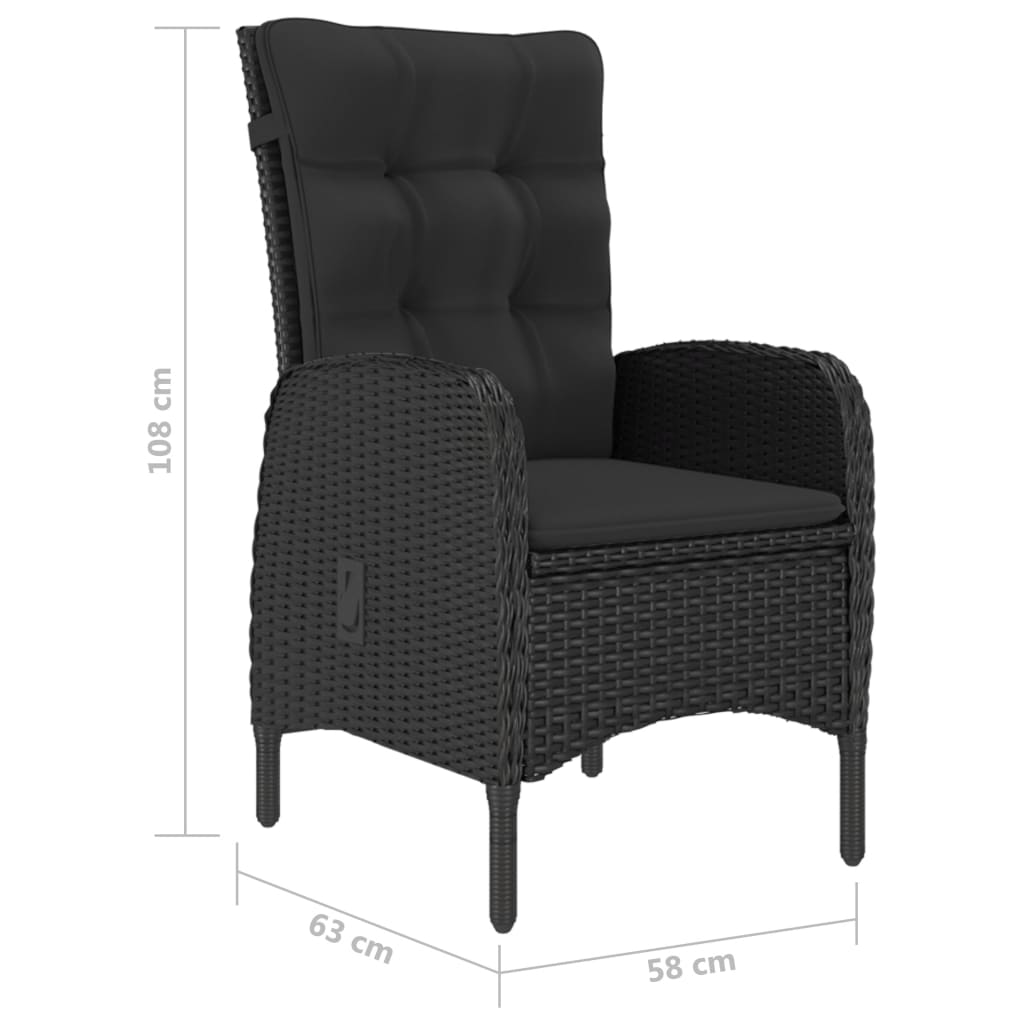 5 Piece Outdoor Dining Set Poly Rattan and Acacia Wood Black