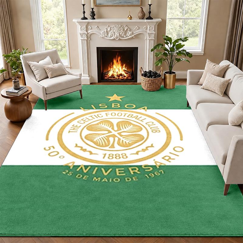 Celtic Football Club Teppich Fußmatte für Wohnzimmer oder Schlafzimmer Schutzmatte unter dem Stuhl Bürodeko Weihnachtsgeschenk Geburtstagsgeschenk
