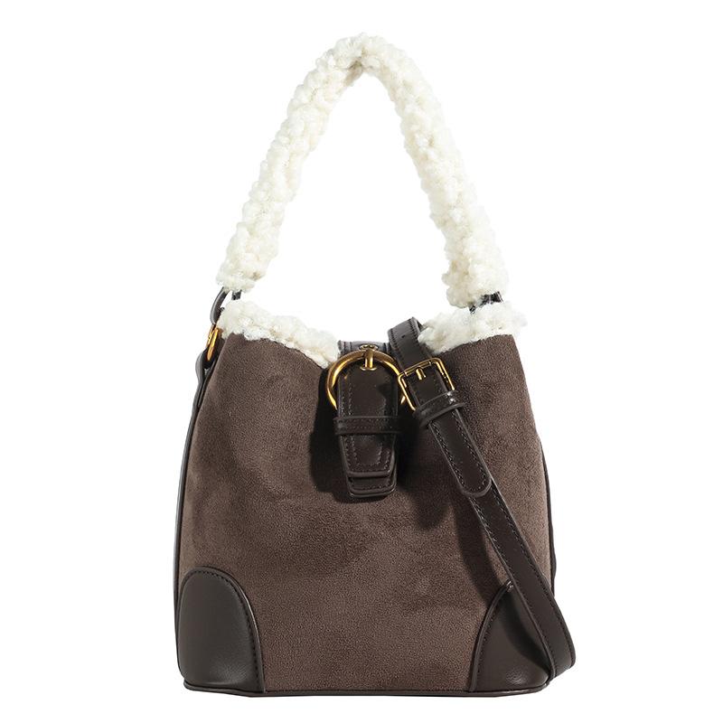 

Осень и зима новая наплечная сумка-мессенджер повседневная сумка-ведро универсальная замшевая сумка в стиле Майяр ретро модная сумочка