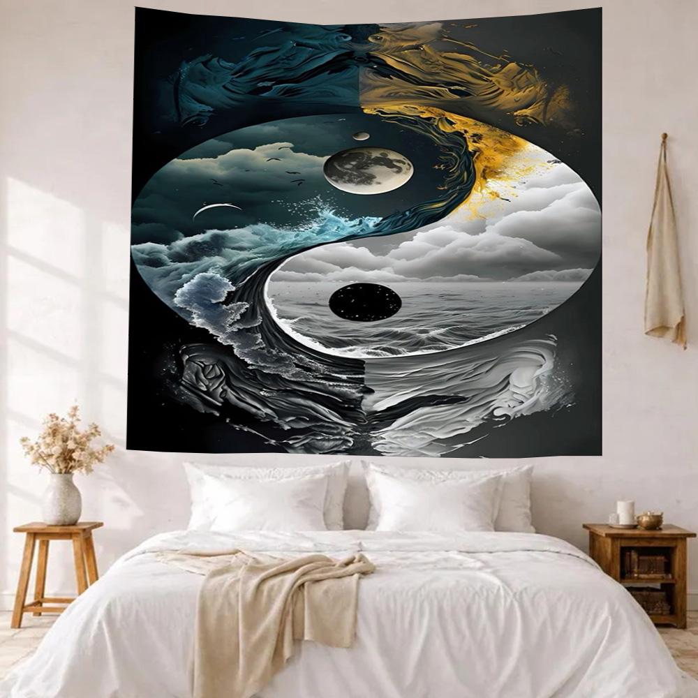 Yingyang Wall Decor Tapestry Art For Pet Memorial Birthdaywedding Party Backdrop Family Gift