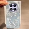 For Redmi Note 14 Pro Plus 13 11 12 Pro 14S 11S 10S 9 Pro Max 9S 8 Pro 5G Ro 4G Phone Case Silver Butterfly Pattern Silicone Bag