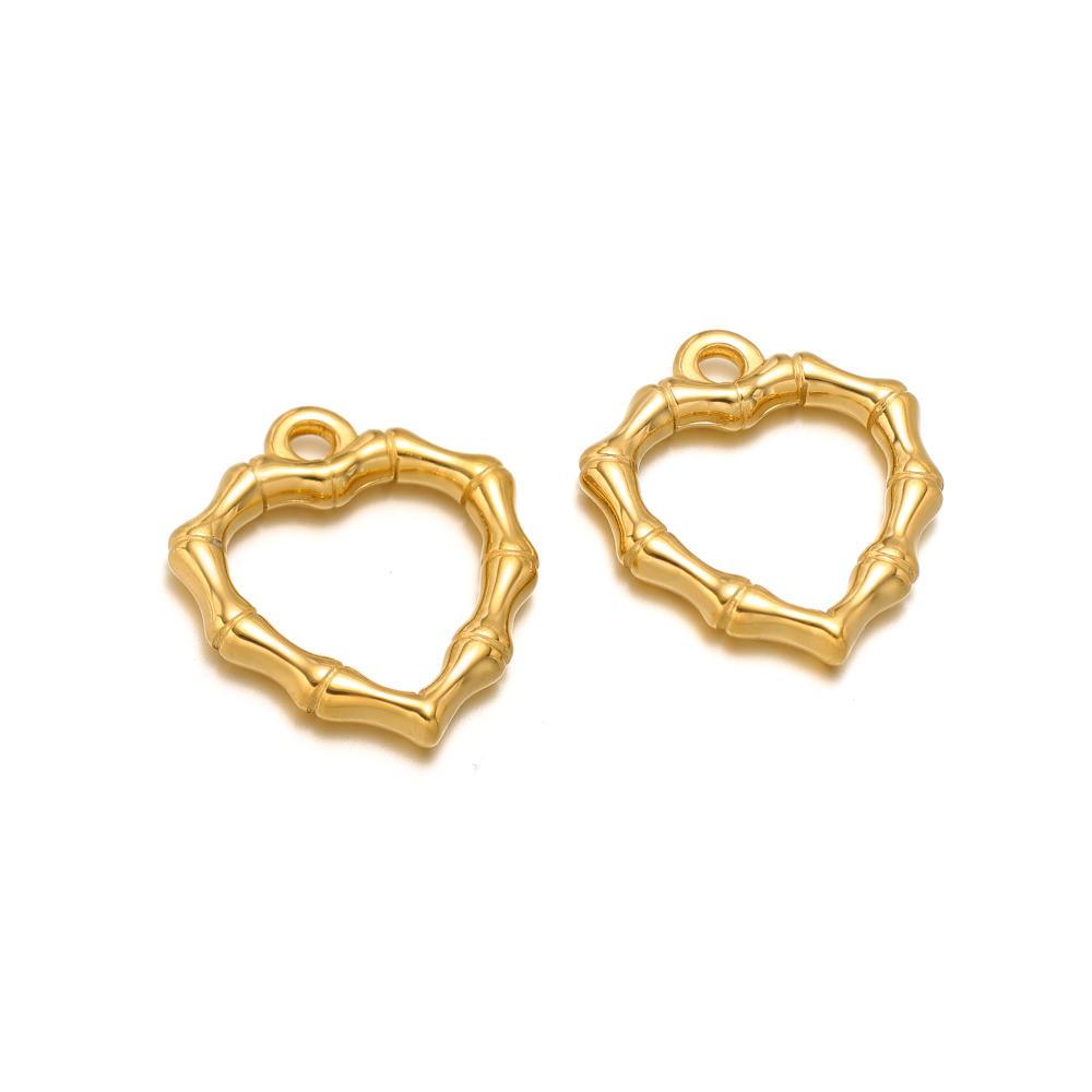 5Pcs Stainless Steel Trendy Metal Heart Charms Golden Necklace Bracelet DIY Drop Earrings Making Pendants Supplies Accessories