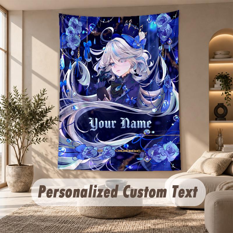 Tapestry Custom Name Text, Wall Hanging Tapestry Home Room DecorGenshin Impact
