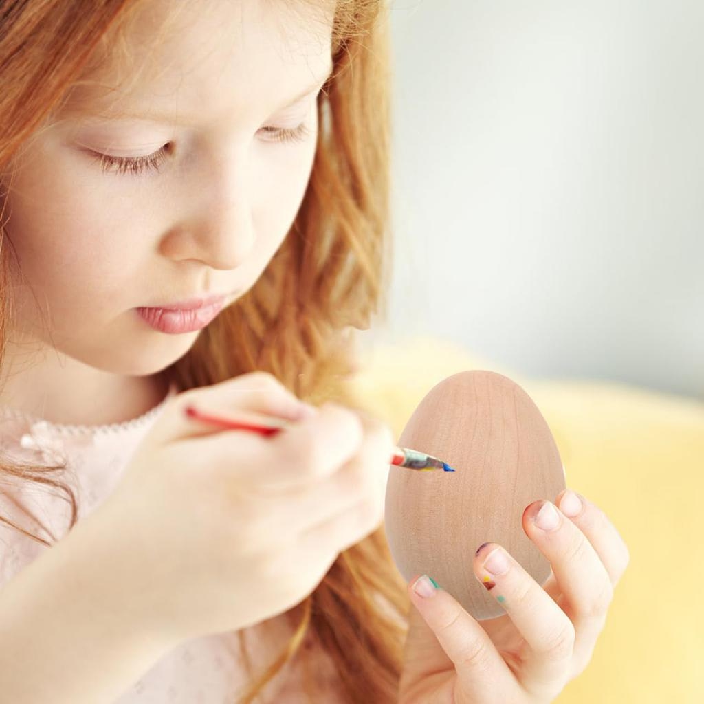 Healifty Holzeier, Set mit 6 Stück, Unbemalte Dummy-Eier, für Tole-Malerei, DIY-Basteln, Handgefertigte Eiformen, Spielzeug, Rollenspiel, Lebensmittelmuster,