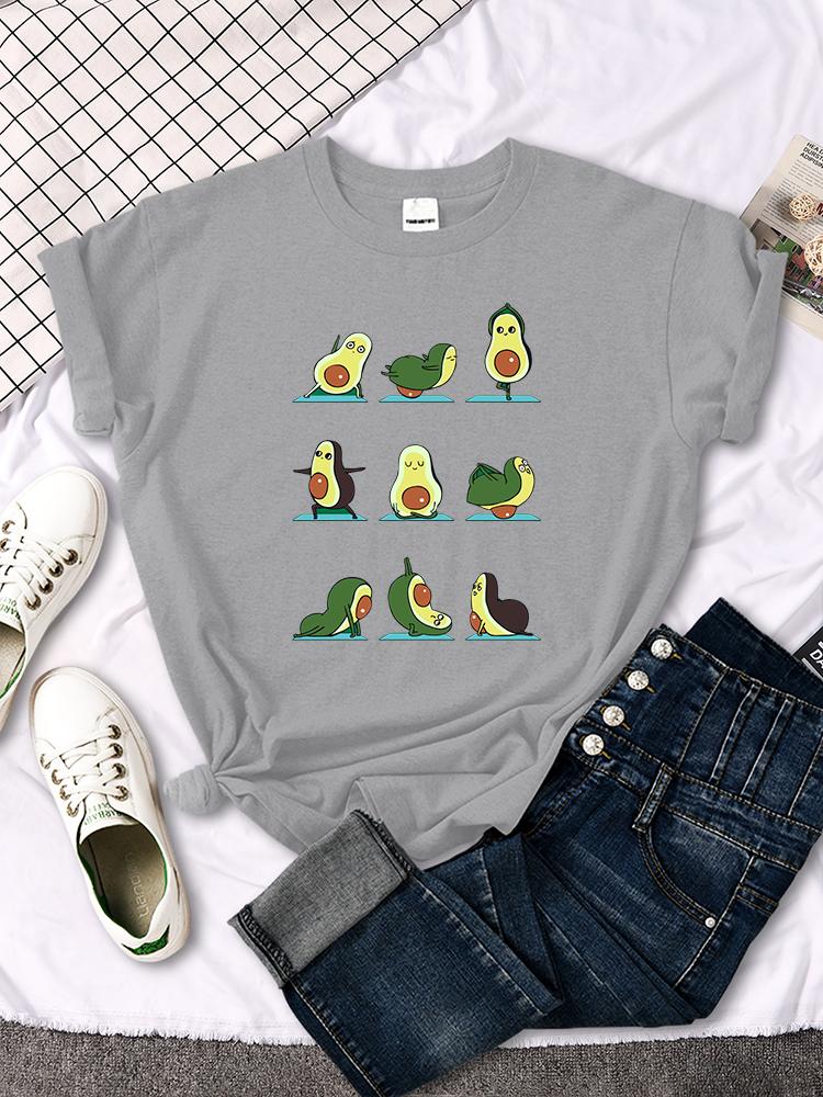 Woman T-Shirt Avocado Teaches You To Practice Yoga Printing Blouses Womensfashion Oversize Blouses Funny Fruit Ladies Tshirts