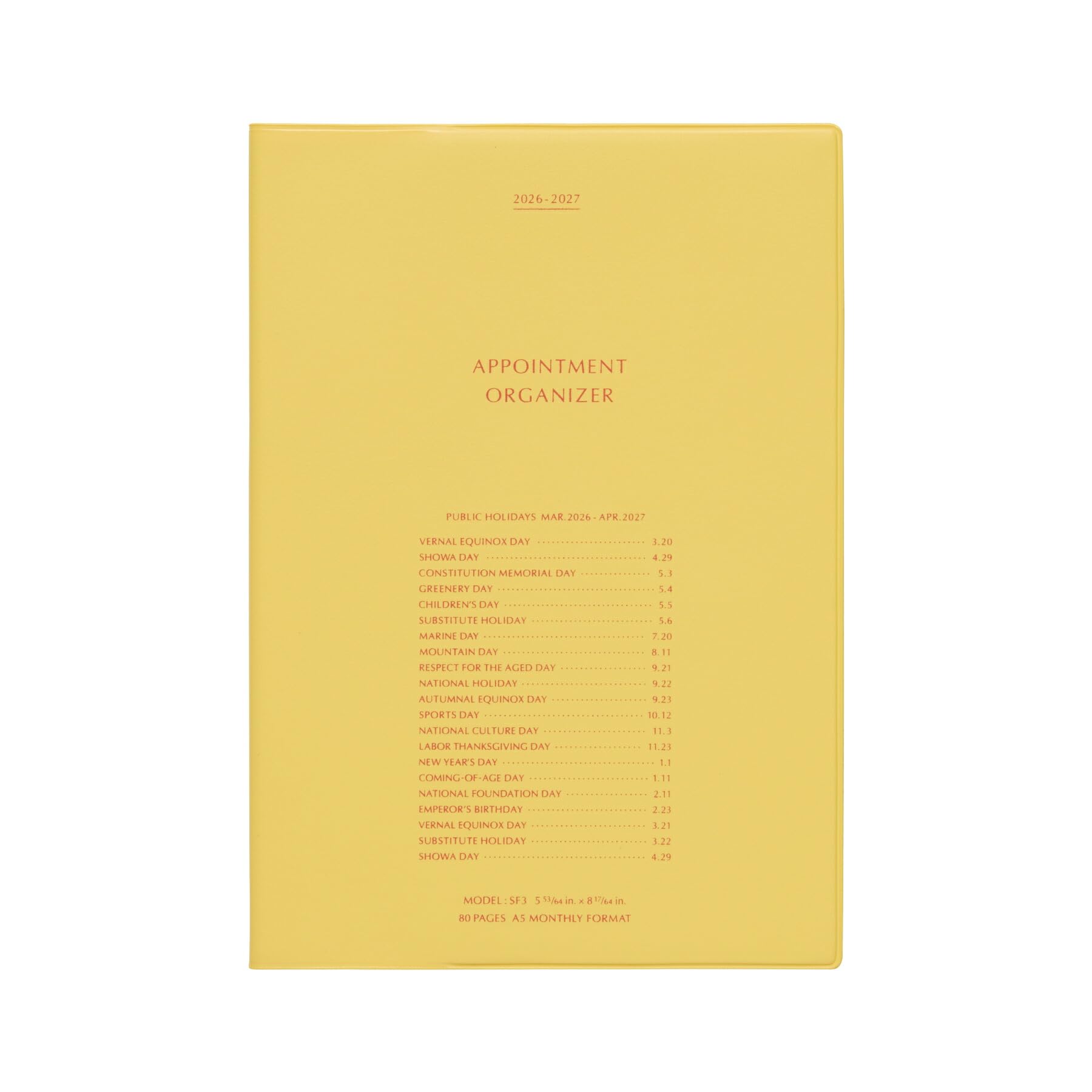 Hightide 2026 Yellow A5 Monthly Starts March 2026 Schedule Book Planner/York / / /