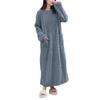 GlamollaMisse Long Fluffy Fluffy Long Winter Women's Pajamas, Dress, Nightgown, Loungewear, Winter, Cardigan, Pockets, Sleeves, Loungewear,