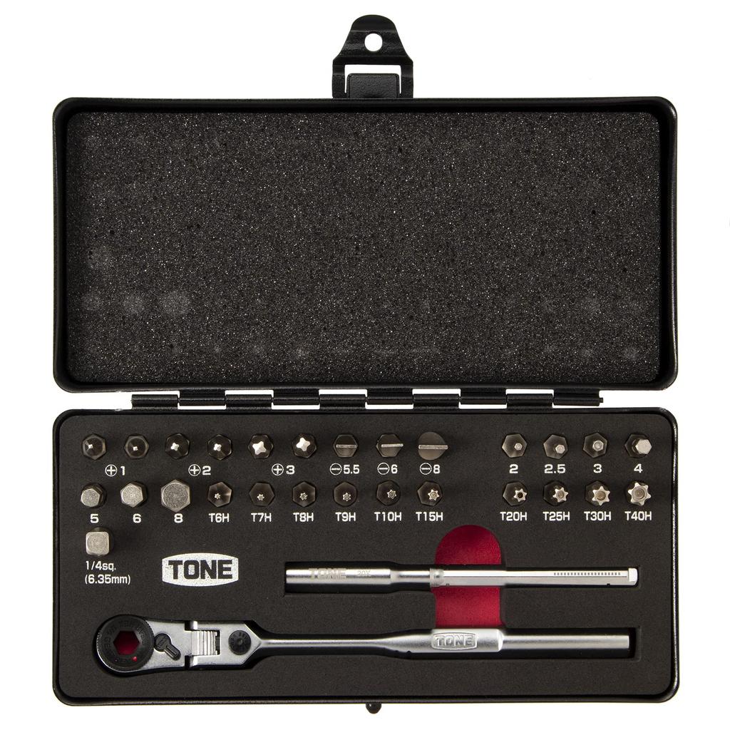 TONE Bit Ratchet Set Bit 27 Pieces BRFS27, 6.35mm (1/4") Drive, Black,