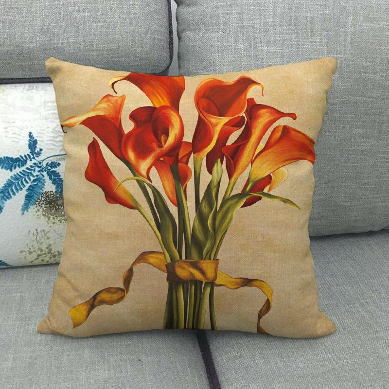 Colorful And Fresh Flower Bouquet Pattern Digital Printing Short Plush Pillow Covers For Sofa Office Cushion Cover Home Goods