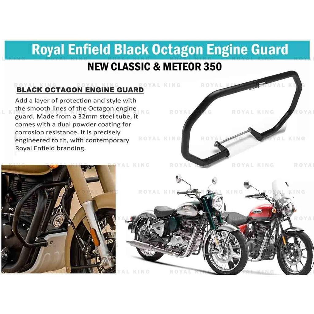 Black Octagon Engine Guard For "Royal Enfield New Classic & Meteor 350"