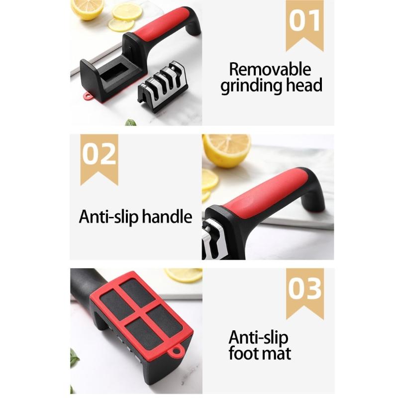 Practical Kitchen Blade Sharpener Tool Ergonomic Handle Nonslip Feet Ceramic Steel Construction For Fast Brims Restorations