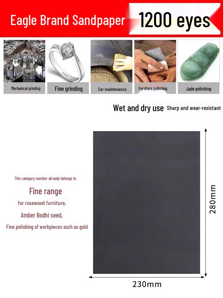 Șmirghel Fin Superfin Manual Brand Eagle, Granulație 2000, pentru Lustruire Lemn, Metal și Pereți