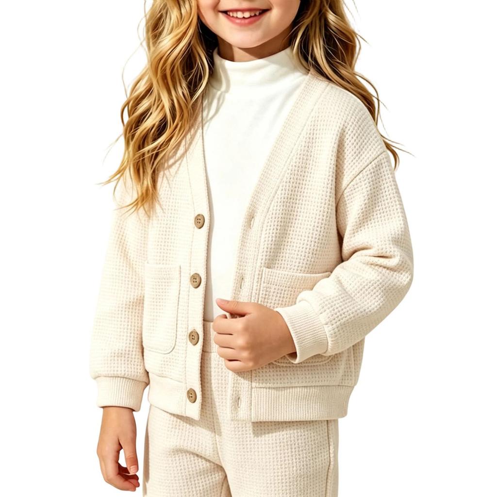 Girls' Color Long Sleeve Knit Sweater Casual Pullover Top for School and Play