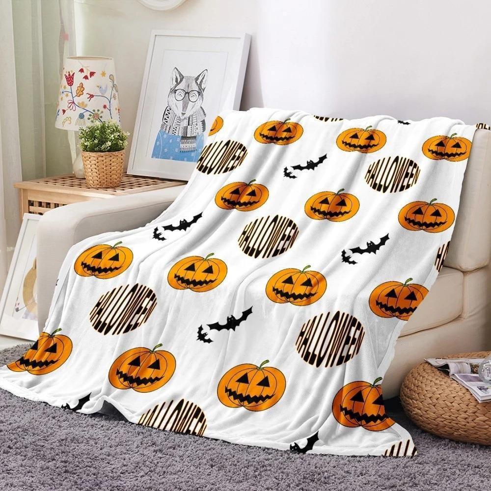 Halloween theme digital-printed polyester Bedroom velvet flannel soft sofa cover blanket Fleece sofa cover blankets for beds