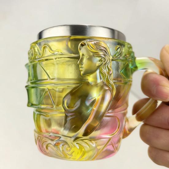 3D Boyalı Kitap Yığını Kahve Kupası Reçine Paslanmaz Çelik Fincan Ergonomik Saplı Dökülmeye Dayanıklı Taban Okuma Kupası