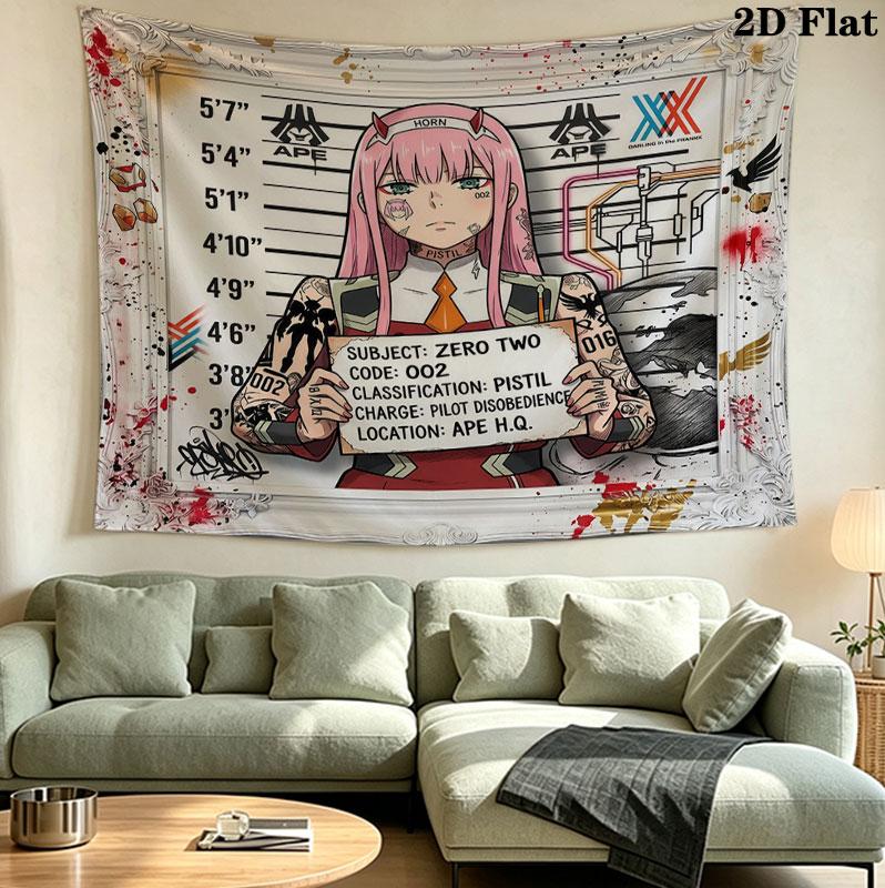Franxx Wall Tapestry Aesthetic Wall Hanging Printed Fabric Blanket Decorative Tapestries For Bedroom Living Room Home Decor