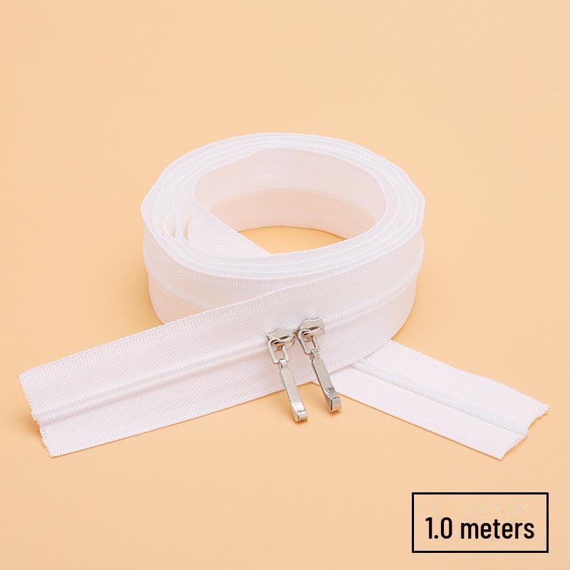 Dual-Head No. 3 White Invisible Nylon Zipper for Pillow Cases or Quilts