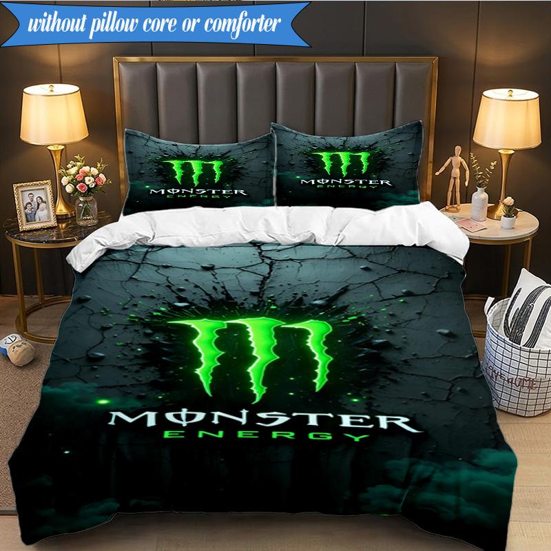 Set Biancheria da Letto 3 Pezzi Monster Drink, Include 1 Copripiumino e 2 Federe Perfetto per Camera da Letto, Dormitorio, Regalo di Natale per Fan