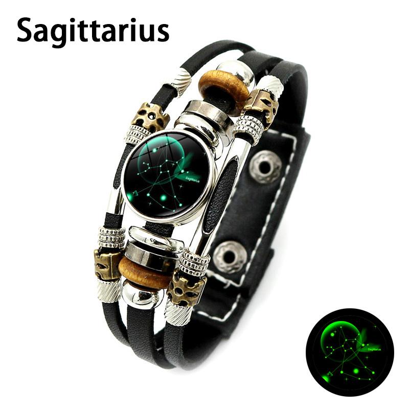 12 Constellation Handmade Leather Bracelet Woven Multi-layer Punk Twelve Zodiac Couple Bracelet